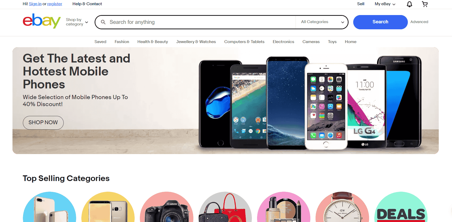 Ebay website homepage