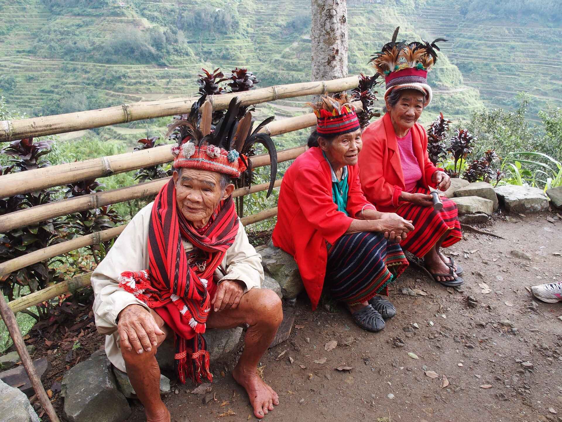 Old Igorots wearing traditional clothing in the Philippines