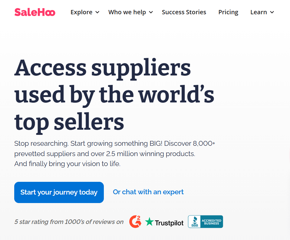 Salehoo website homepage