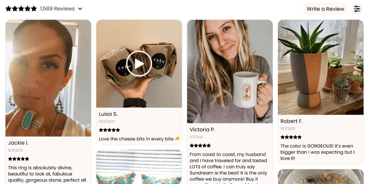 Loox sample reviews