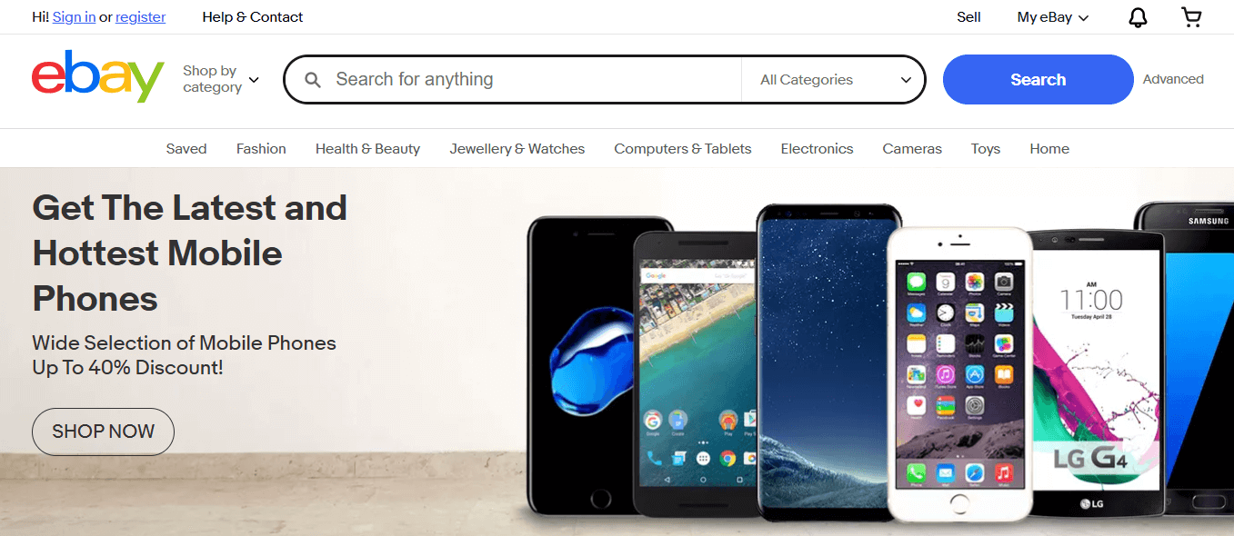 eBay website homepage