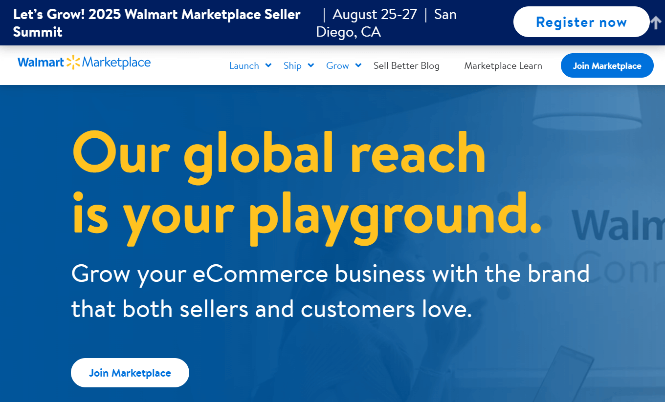 Walmart Marketplace website homepage