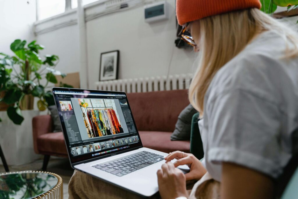 Female online seller creating content for dropshipping