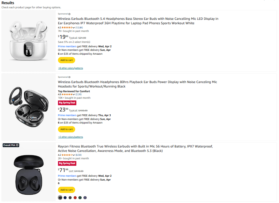 Wireless Bluetooth Earbuds (with fitness features)