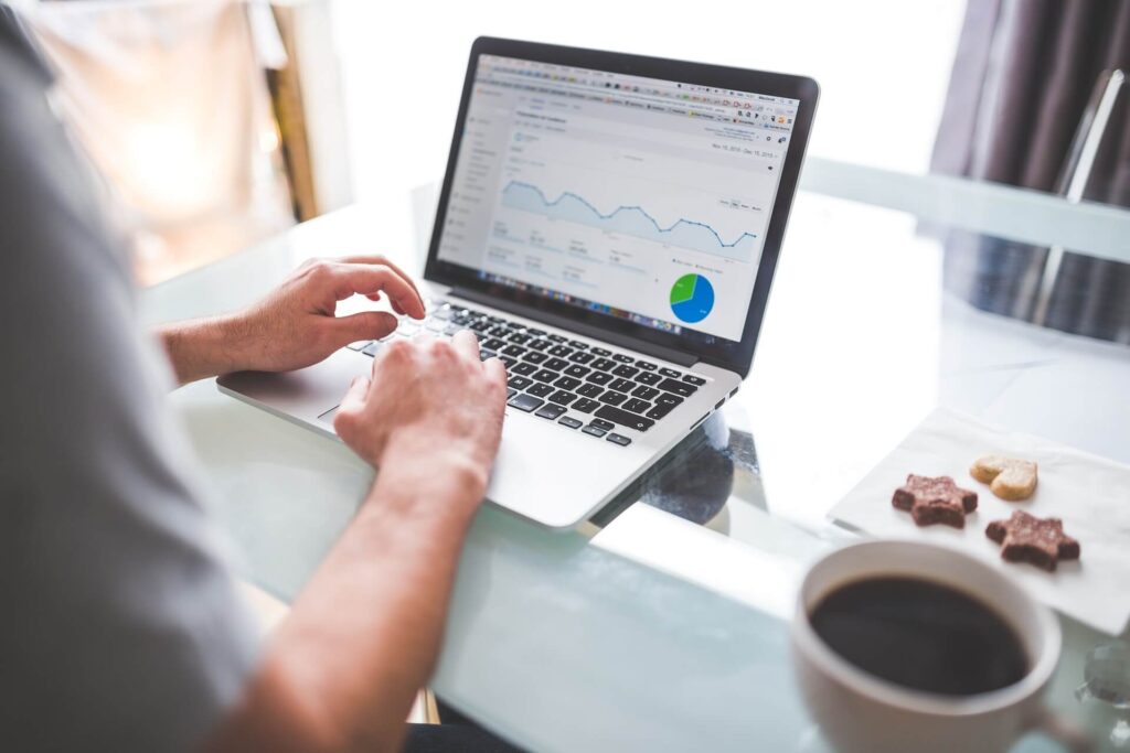 online business owner tracking his online store's SEO performance