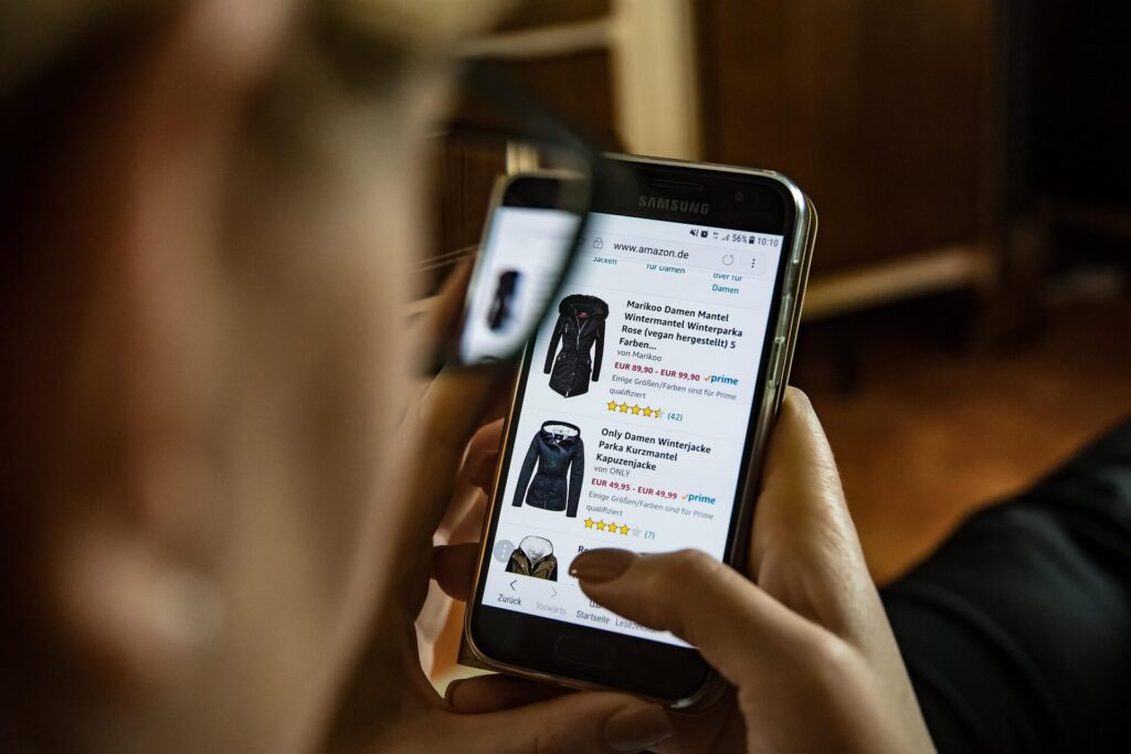 a seller browsing through the product listings on their online store