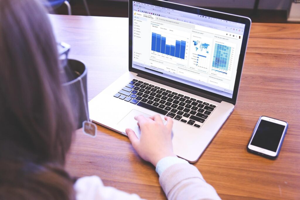online business owner checking the analytics of her business