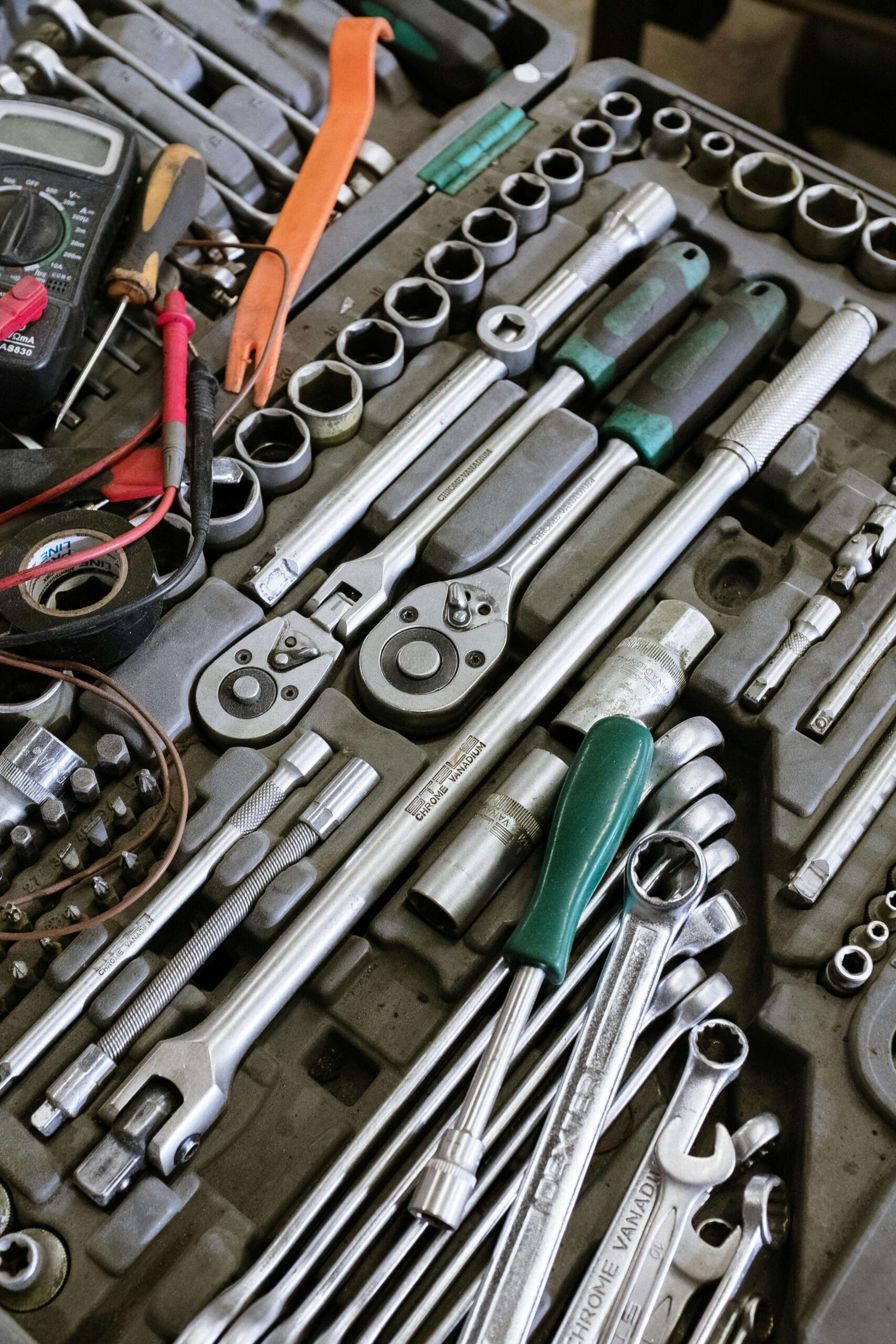 toolbox filled with all kinds of mechanic's tools