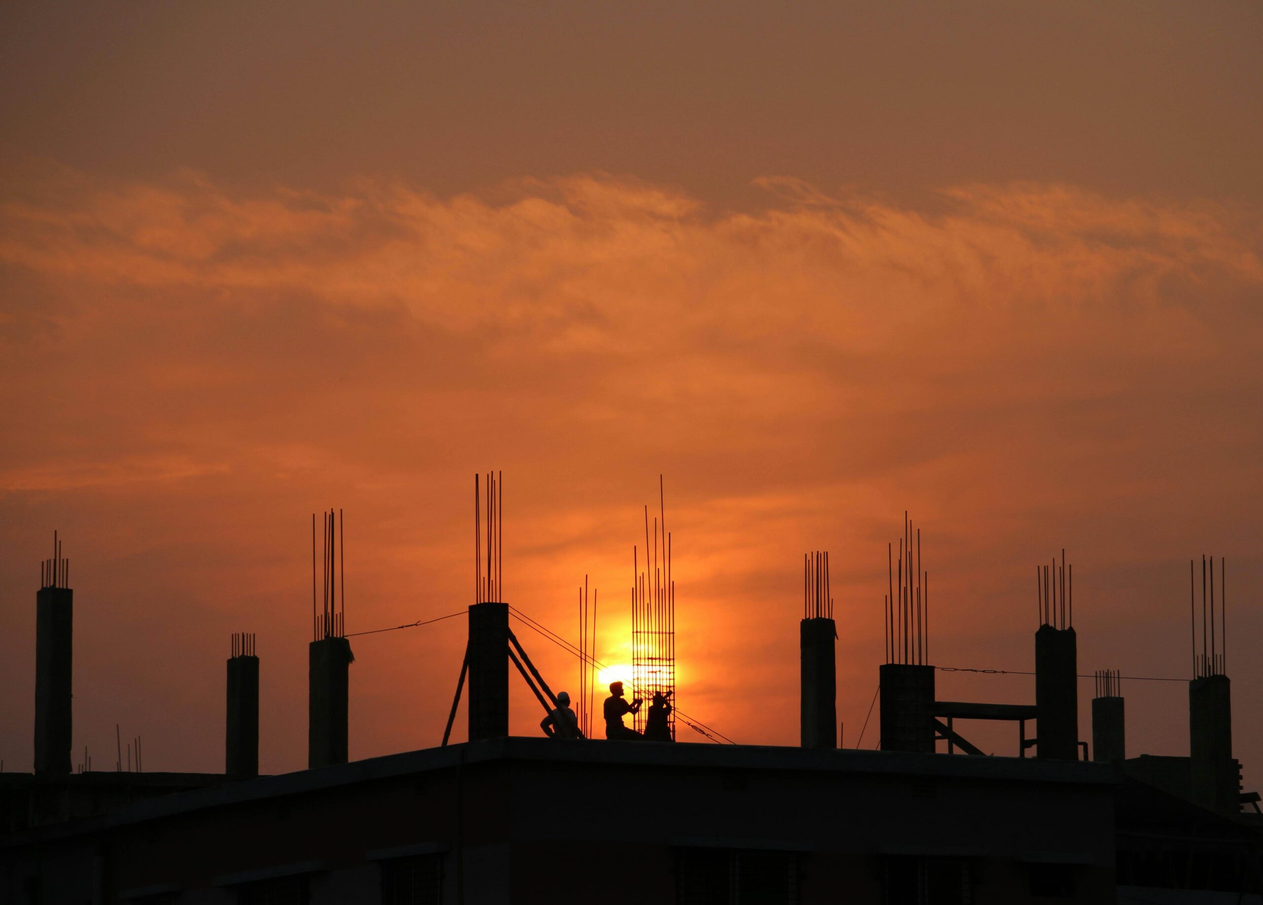 construction silhouette sunset 