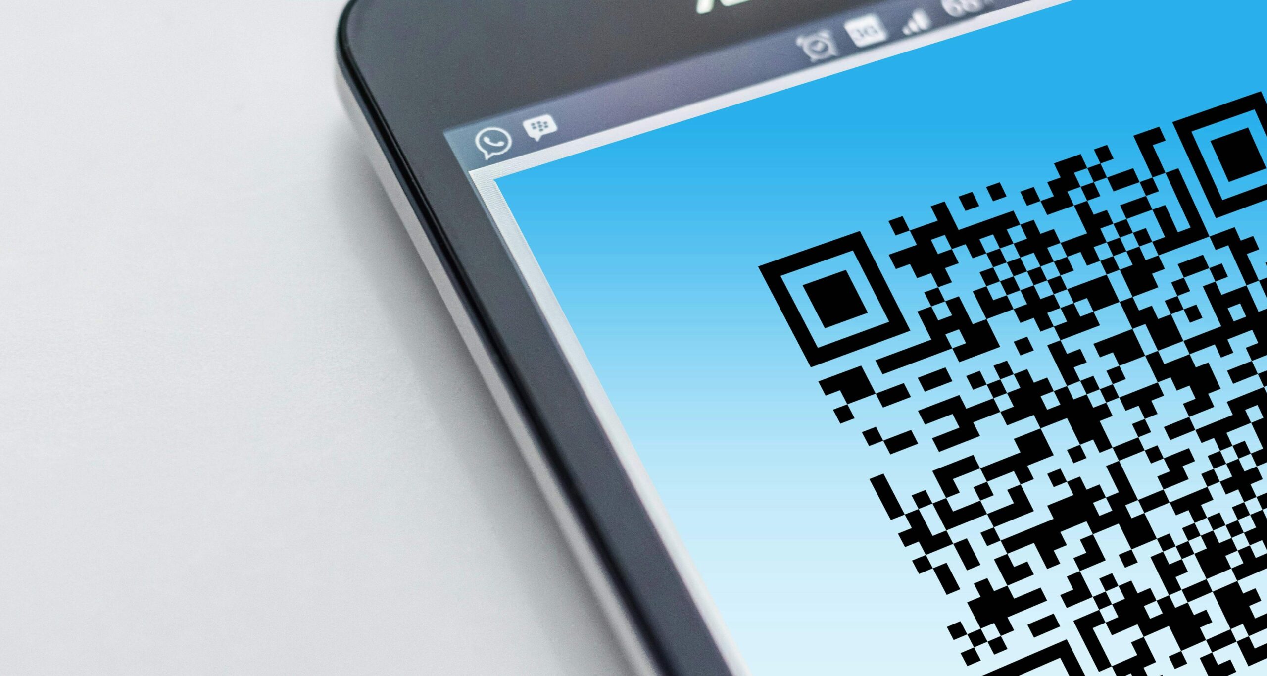 mobile device showing QR code